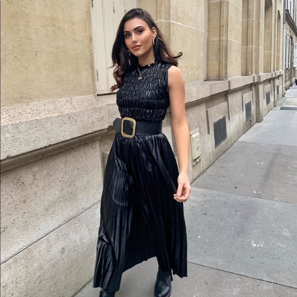 Jumpsuits | Zara Black Pleated Leather 